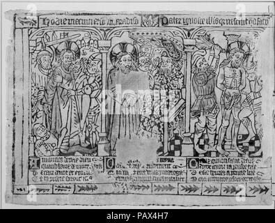 Trois fragments d'une frise de la Passion : Le baiser de Judas, le Christ devant Pilate, la flagellation et la Crucifixion ; et la descente de la Croix ; la mise au tombeau et la résurrection. Artiste : Anonyme, Français, Amiens, 15e siècle. Dimensions : environ 11 x 32-1/2 in.. Date : 1460-69 probablement. Musée : Metropolitan Museum of Art, New York, USA. Banque D'Images