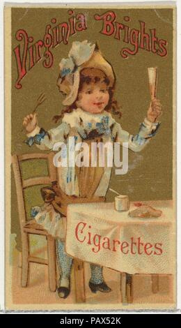 Les filles et les enfants de la série (N64) la promotion des cigarettes Virginia Brights pour Allen & Ginter marque des produits du tabac. Fiche Technique : Dimensions : 2 5/8 x 1 1/2 in. (6,7 × 3,8 cm). Editeur : Publié par Allen & Ginter (Américain, Richmond, Virginie). Date : 1886. Les cartes commerciales de la 'les filles et les enfants" (N64), publié en 1886 pour promouvoir les cigarettes Virginia Brights distribué par Allen & Ginter. Cette série a été imprimé avec carte vierge versos. Musée : Metropolitan Museum of Art, New York, USA. Banque D'Images