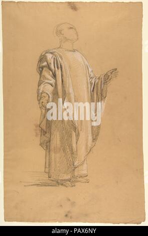 Saint Remi (registre inférieur ; étude pour peintures murales de la chapelle de Saint Remi, Sainte-Clotilde, Paris, 1858). Artiste : Isidore Pils (français, Paris 1813/15-1875 Douarnenez). Dimensions : 18 x 11 9/16 13/16 in. (47,3 x 29,9 cm). Date : du 19e siècle. Musée : Metropolitan Museum of Art, New York, USA. Banque D'Images