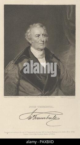 Antoine Jean. Artiste : Asher Brown Durand (Américain, Jefferson, New Jersey 1796-1886 Maplewood, New Jersey) ; Après Samuel Lovett Waldo (Américain, Windham, Connecticut New York 1783-1861) ; Après William Jewett (1792-1874). Dimensions : Plateau : 8 7/8 x 6 1/2 in. (22,5 x 16,5 cm) feuille : 10 3/4 x 7 3/8 in. (27,3 x 18,7 cm). Editeur : James Herring (Américain, 1794-1867). Sitter : Portrait de John Trumbull (American, Liban, New York 1756-1843 New York). Date : 1833. C'est l'une des impressions que Durand gravée pour le hareng et le Longacre 'National Portrait Gallery of Distinguished American Banque D'Images