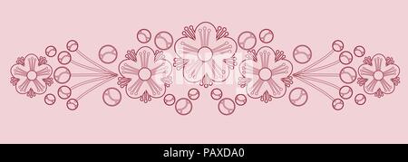 Myrtle stylisé Garland, EPS 8 vector ornament isolé sur fond rose clair. Illustration de Vecteur