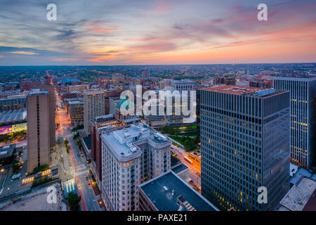 Coucher de soleil sur le centre-ville de Baltimore, Maryland Banque D'Images