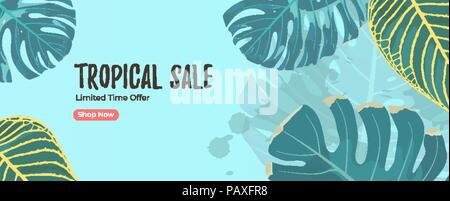 Modèle de page florales avec les feuilles des plantes exotiques Illustration de Vecteur