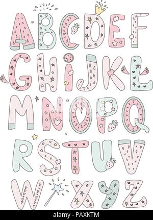 Sweet cute illustration vecteur Unicorn. Magie dessin de fantaisie. Cartoon animal cheval isolé. arc-en-ciel Licorne féerique imprimer l'affiche. Illustration de Vecteur