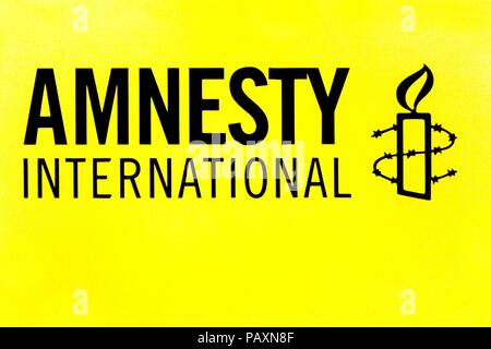 Copenhague, Danemark - 24 juin 2018 : Amnesty International logo sur un mur Banque D'Images