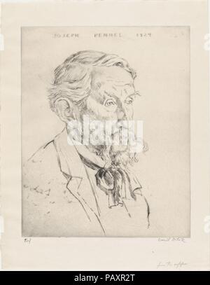 Joseph Pennell, 1924. Artiste : Emil Orlik (Prague, Berlin 1870-1932 austro-hongrois). Fiche technique : Dimensions : 12 5/8 x 9 3/4 in. (32,1 x 24,8 cm) plaque : 10 x 8 in. (25,4 x 20,3 cm). Sitter : Portrait de Joseph Pennell (American, Philadelphia, Pennsylvania New York 1857-1926). Date : 1924. Musée : Metropolitan Museum of Art, New York, USA. Banque D'Images