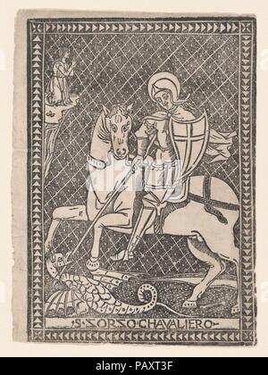 Saint George à cheval. Artiste : anonyme, l'italien. Fiche Technique : Dimensions : 7 1/2 x 5 1/2 in. (19 × 14 cm). Date : 1519. Musée : Metropolitan Museum of Art, New York, USA. Banque D'Images