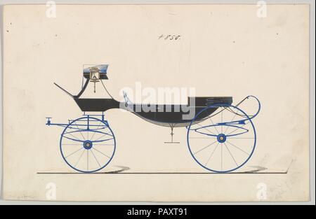 Conception pour vis-à-vis/ Calèche, no. 850. Dimensions : 5 x 9 1/8 à 13/16. (14,8 x 23,2 cm). Fabricant : Brewster & Co. (américain, New York). Date : 1850-70. Brewster et historique de l'entreprise créée en 1810 par James Brewster (1788-1866) à New Haven, Connecticut, Brewster & Company, spécialisée dans la fabrication de voitures fine. Le fondateur a ouvert un showroom de New York, en 1827 au 53-54 rue large, et l'entreprise a prospéré sous des générations de direction de la famille. Nécessité d'extension se déplace autour de la partie basse de Manhattan, avec des changements de nom qui reflète l'évolution de la gestion-James Brewster & Sons s'élève Banque D'Images