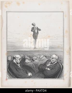 Le concours au conservatoire : à la 79e audition de 'Oh, quel plaisir d'être soldat !', de 'Nouvelles du jour", publié dans Le Charivari, le 1 août, 1870. Artiste : Honoré Daumier (Français, Marseille 1808-1879) Valmondois. Dimensions : Image : 10 × 7/16 8 13/16 in. (26,5 × 22,4 cm) feuille : 13 × 10 9/16 15/16 in. (34,4 × 27,8 cm). Imprimante : Walter Frères. Editeur : Arnaud de Vresse. Series/portefeuille : "Nouvelles du jour" (Actualités). Objet : Augustin-Eugène Scribe (Français, 1791-1861) ; François Adrien Boieldieu (Français, Rouen 1775-1861 Varennes-Jarcy). Date : Août 1, 1870. Métro : Musée Banque D'Images