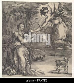 L'Annonciation. Artiste : Jacques Bellange (Français, Bassigny ( ?) ca. 1575-1616 Nancy). Dimensions : image : 13 3/16 x 12 9/16 in. (33,5 x 31,9 cm), boîte à image. Musée : Metropolitan Museum of Art, New York, USA. Banque D'Images