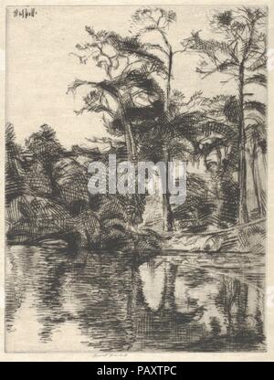 Piscine d'Alligator. Artiste : Ernest Haskell (American, Woodstock, New York 1876-1925 West Point, Maine). Fiche Technique : Dimensions : 11 1/8 x 8 7/8 in. (28,2 × 22,5 cm) Plaque : 7 × 6 15/16 in. (20,1 × 15,2 cm). Date : 1914. Piscine d'Alligator en Floride. Musée : Metropolitan Museum of Art, New York, USA. Banque D'Images