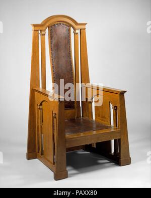 Fauteuil. Culture : L'Américain. Dimensions : 59 x 33 1/4 x 26 3/8 in. (150,5 x 83,8 x 67 cm). Bouilloire : George Washington Maher (1864-1926). Date : ca. 1914. Musée : Metropolitan Museum of Art, New York, USA. Banque D'Images