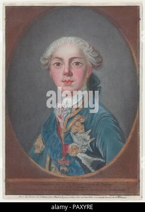 Louis-Stanislas-Xavier de France, Comte de Provence. Artiste : Louis Marin Bonnet (français, Paris 1736-1793 Saint-Mandé, Val-de-Marne) ; après que Louis Michel Vanloo (Français, Toulon 1707-1771 Paris). Fiche Technique : Dimensions : 12 × 3/16 8 11/16 in. (31 × 22,1 cm). Date : 1771. Musée : Metropolitan Museum of Art, New York, USA. Banque D'Images