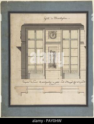 L'article et le Plan de la petite salle à manger de l'Hôtel de Montholon. Artiste : Jean Jacques Lequeu (Français, Rouen 1757-1825 Paris). Dimensions : 9 5/8 x 7 5/16 in. (23,7 x 19,4 cm). Date : 1785-86. Élévation du mur et le plan de l'antichambre dans l'Hôtel de Montholon. Le bâtiment a été commandé à François Soufflot le Romain et exécuté par Jean Jacques Lequeu magistrat pour les riches et plus tard président du Parlement de Normandie, Nicolas de Montholon. L'hôtel est situé sur 23, boulevard Poissonnière, Paris (auparavant le Boulevard Montmartre). Musée : Metropolitan Museum of Art, New Banque D'Images