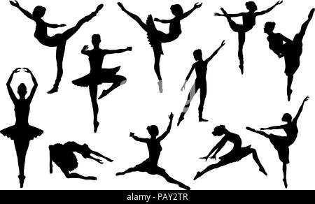 Danse classique jeu de silhouettes Illustration de Vecteur