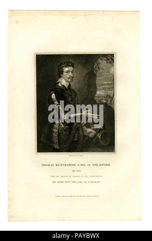 Gravure Portrait de Thomas Wentworth, comte de Strafford Banque D'Images