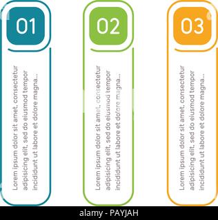 Les mesures verticales, infographie éléments. Aperçu du menu coloré pour l'interface de l'app. Nombre d'options. Web design de boutons éléments. L'infographie 1. 2. 3. L'étape d'icônes. Illustration de Vecteur