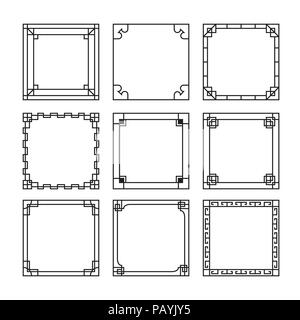 Ornement modèle châssis asiatiques, pinceau, coréen, chinois, japonais vector set Illustration de Vecteur