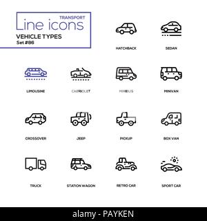 Types de véhicules - conception ligne icons set Illustration de Vecteur