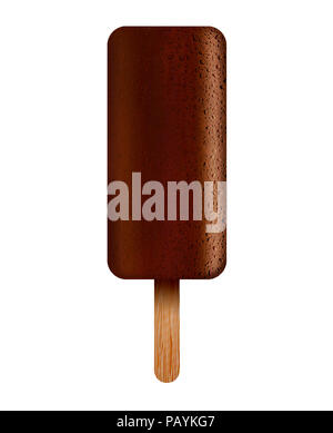La crème glacée glace couverts de chocolat isolé sur fond blanc Banque D'Images