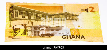 2 Ghana cedi bank note. Le Ghana cedi est la monnaie nationale du Ghana Banque D'Images