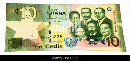 10 Ghana cedi bank note. Le Ghana cedi est la monnaie nationale du Ghana Banque D'Images