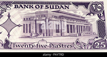 25 piastres soudanais bank note, l'ancien service du Soudan. Banque D'Images