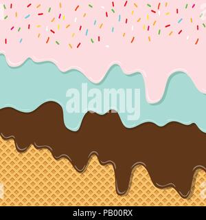 La saveur douce de la crème glacée fondue sur la couche de texture de fond papier peint Motif gaufre. vector illustration. punchy et minimalisme pastel pastels créative Illustration de Vecteur