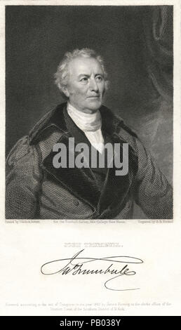 John Trumbull (1756-1843), artiste américain durant la guerre d'Indépendance américaine, connu pour ses peintures historiques, gravure par A.B. Durand, 1833 Banque D'Images