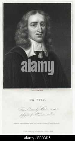 Jan De Witt (1625-1672), homme politique néerlandais, Portrait, gravure d'après une peinture par Huguet Banque D'Images