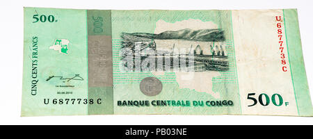 500 francs congolais bank note du Congo. Congoles franc est la monnaie nationale du Congo Banque D'Images