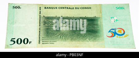 500 francs congolais bank note du Congo. Congoles franc est la monnaie nationale du Congo Banque D'Images