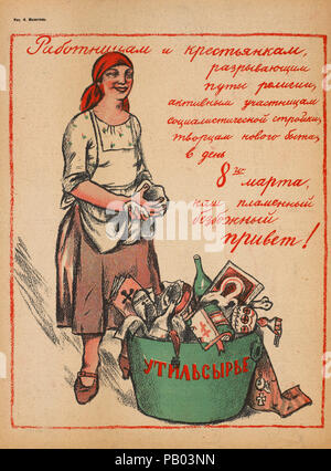 La propagande soviétique de l'intérieur du magazine, Bezbozhnik u Stanka (athée à son banc) Magazine, Illustration, 1920 Banque D'Images