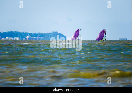 Plage de Gdansk est fermé à cause des cyanobactéries bloom au cours des derniers jours de chaleur à Gdansk, Pologne 24 juillet 2018 © Wojciech Strozyk / Alamy Stock Photo Banque D'Images