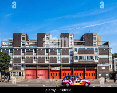 Fire Station Shoreditch dans F.Londres, construit : 1965. Architecte : LCC Architectes Ministère. Style brutaliste London fire station Banque D'Images