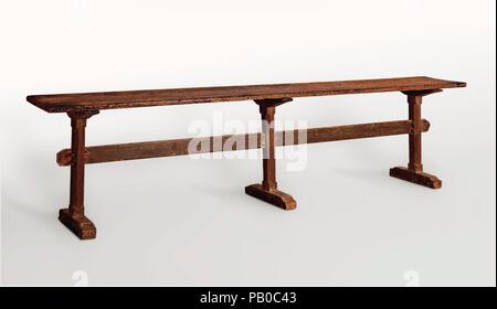 Table tréteau. Culture : L'Américain. Dimensions : 36 x 146 x 24 1/2 in. (91,4 x 372,1 x 61 cm). Date : 1640-90. Musée : Metropolitan Museum of Art, New York, USA. Banque D'Images