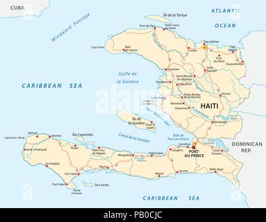 République d'Haïti road carte vectorielle. Illustration de Vecteur