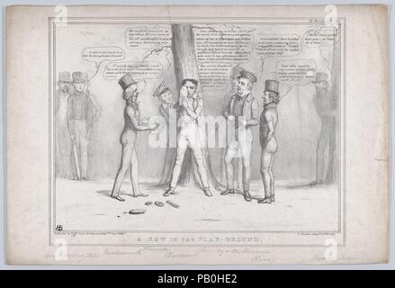 Une ligne de la Play-Ground. Artiste : John Doyle (irlandais, Dublin 1797-1868 Londres). Fiche Technique : Dimensions : 11 × 17 3/4 à 7/16. (29,8 × 44,3 cm). Lithographe : Alfred Ducôte (britannique, active 1830-40). Editeur : Thomas McLean (britannique, Londres 1788-1885 actif). Portefeuille/Série HB : Croquis, no 563. Sujet : Thomas riz de printemps, 1er baron Monteagle (britannique, 1790-1866) ; William Lamb, 2e vicomte Melbourne (britannique, Londres 1779-1848 Hertfordshire) ; Henry Peter, 1er baron Brougham et Vaux (britannique, 1778-1868) ; Arthur Wellesley, 1er duc de Wellington (1769-1852), britannique, Sir Robert Peel (British, Bury Banque D'Images