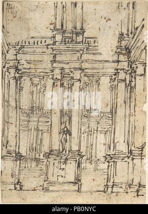 Le dessin architectural. Artiste : Anonyme, Italien, première moitié du xviiie siècle. Dimensions : 4 x 2-7/8 in. (10,1 x 7,3 cm). Date : le 18e siècle. Musée : Metropolitan Museum of Art, New York, USA. Banque D'Images