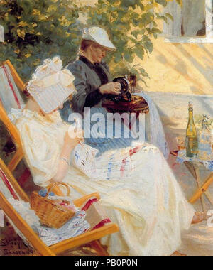 Peder Severin Kroyer - Marie Y Su Madre En El Jardùedn Banque D'Images