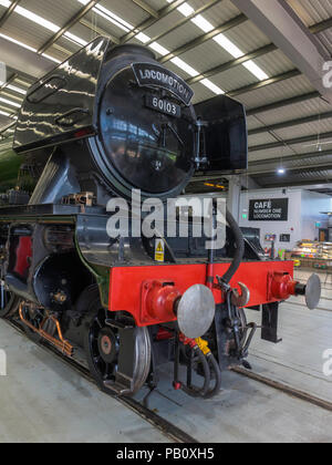 L'avant de la classe A3 Ex LNER Flying Scotsman tourisme express locomotive vapeur exposée au Musée National du chemin de fer Shildon locomotion Banque D'Images