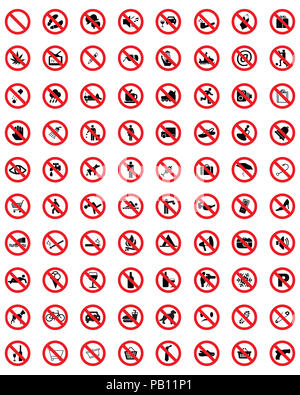 Icon Set interdit, attention danger signes prohobited Banque D'Images