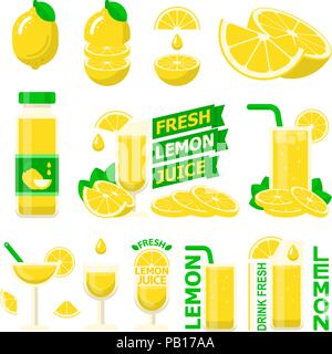 Fruits et jus de citron frais télévision éléments du vecteur Illustration de Vecteur