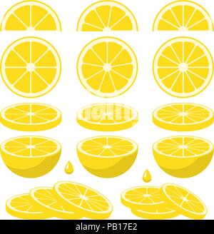 Ensemble de tranches de citron frais Illustration de Vecteur