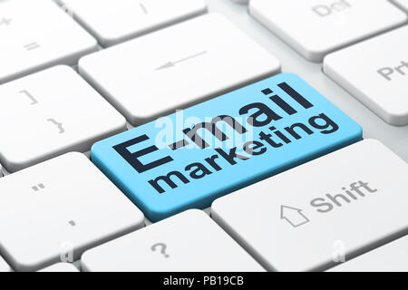 Concept Marketing : E-mail marketing, le clavier de l'ordinateur de l'arrière-plan Banque D'Images