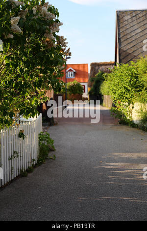 Le soir de la rue scène de Nordby sur Fanø, Danemark Banque D'Images