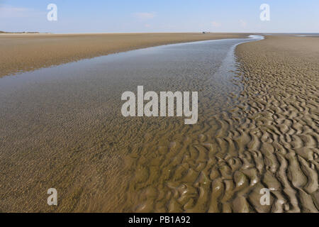 La très grande plage de sable à marée basse sur Fanø, Danemark Banque D'Images