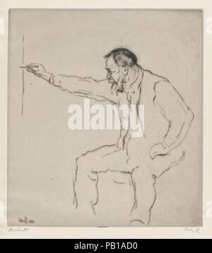 Ferdinand Hodler au chevalet. Artiste : Emil Orlik (Prague, Berlin 1870-1932 austro-hongrois). Fiche technique : Dimensions : 10 1/8 x 6 3/8 in. (25,7 x 16,2 cm) Plaque : 8 1/8 x 5 in. (20,6 x 12,7 cm). Sitter : Ferdinand Hodler (Berne, Suisse Genève 1853-1918). Date : 1911. Musée : Metropolitan Museum of Art, New York, USA. Banque D'Images