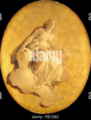 Une femme figure allégorique. Artiste : Giovanni Battista Tiepolo (Venise, Italie Madrid 1696-1770). Dimensions : Ovale, 32 x 25 3/8 in. (81,3 x 64,5 cm). Date : 1740-50. Cette photo a été peint pour la même série qu'une autre photo dans le Musée, également affiché dans cette galerie ; deux autres de la série sont dans le Rijksmuseum, Amsterdam. Les photos probablement servi de dessus, peut-être défini dans un stuc surround. La figure allégorique n'a pas été identifié. Musée : Metropolitan Museum of Art, New York, USA. Banque D'Images