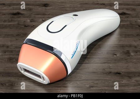 Epilation laser sur la table en bois, 3D Rendering Banque D'Images